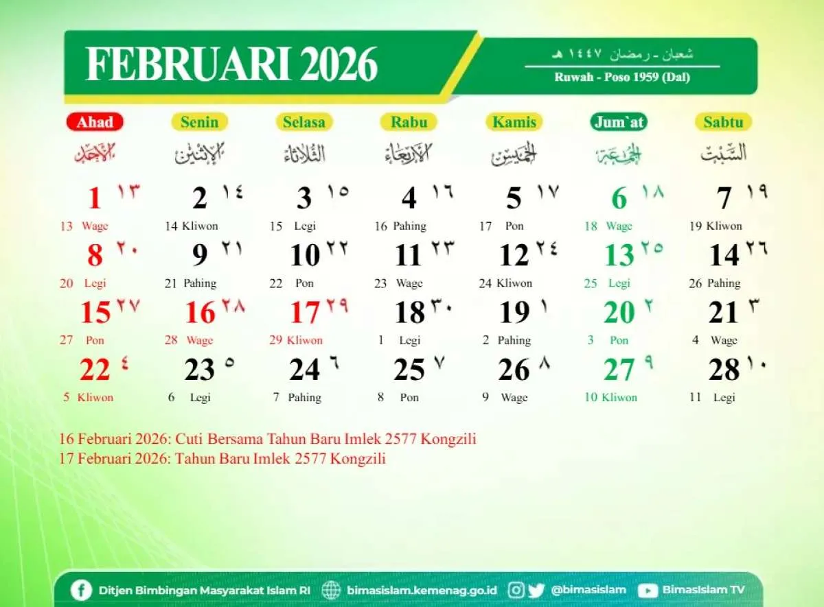 Februari 2026: Indonesia Sambut Libur Panjang Gabungan Imlek dan Awal Ramadhan