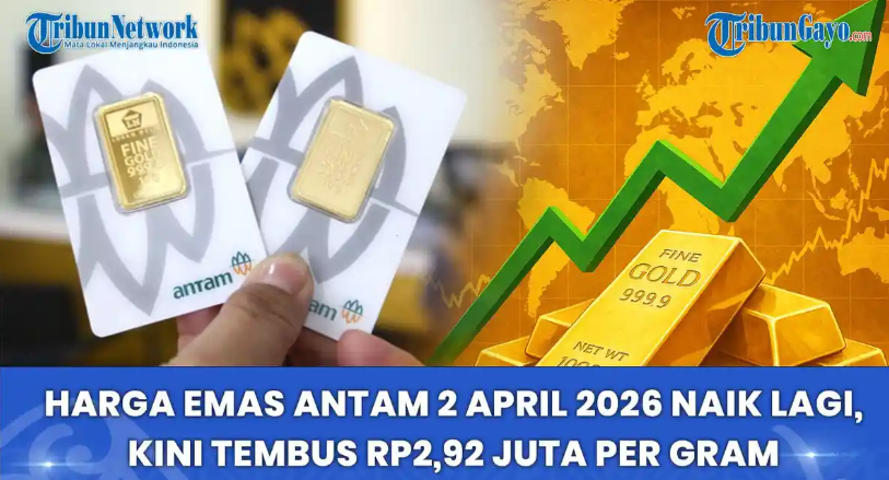 Harga Emas Antam Melambung, Kini Capai Rp2,92 Juta per Gram Imbas Penguatan Global
